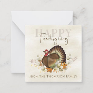 Carte De Correspondance Thanksgiving Turquie Bird Green Foliage Feuille