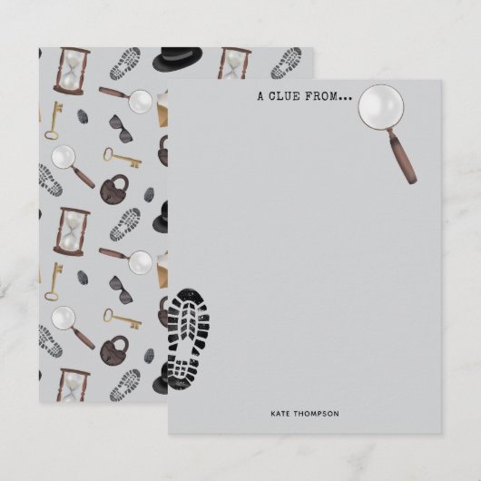 Carte De Correspondance Thème de détective espion agent secret pour enfant (Devant / Derrière)