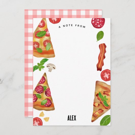 Carte De Correspondance Thème de fête d'anniversaire pizza aquarelle pour (Devant / Derrière)
