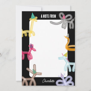 Carte De Correspondance Thème de fête pour enfants Animaux en ballons