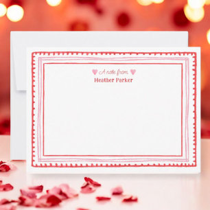 Carte De Correspondance Thème Saint-Valentin cœur rose et rouge