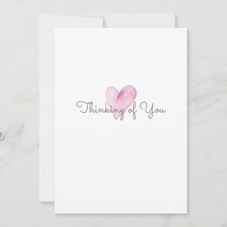 Carte De Correspondance Thinking of You Pink Heart Artisan Watercolor