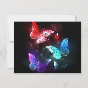 Carte De Correspondance Three Glowing Butterflies on night background