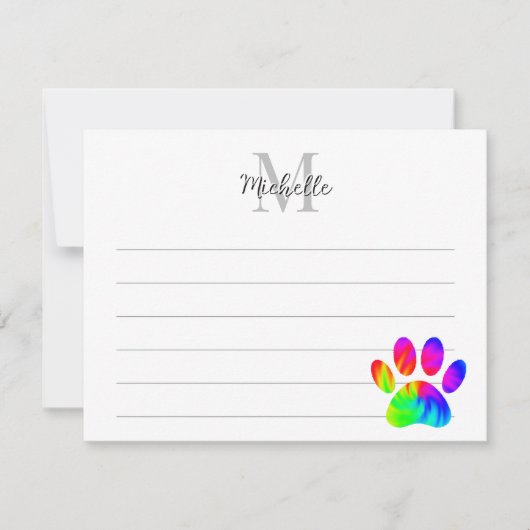 Carte De Correspondance Tie Dye Dog Paw Print Graphic Lined Monogram (Devant)