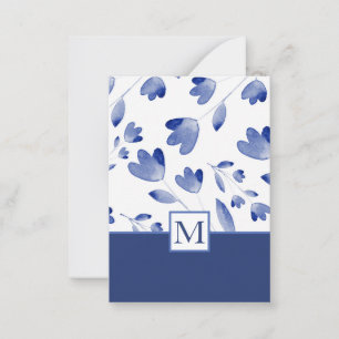 Carte De Correspondance Tiges de fleurs à l'aquarelle bleu indigo