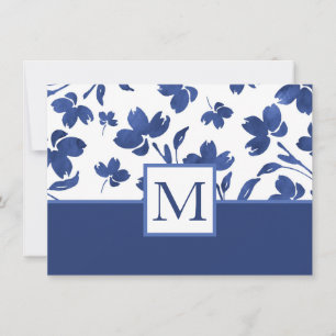 Carte De Correspondance Tiges de fleurs à l'aquarelle indigo