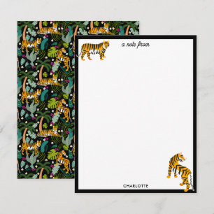 Carte De Correspondance Tigre tropical Forêt botanique Noire Jungle Safari