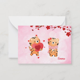 Carte De Correspondance Tigres Personnalisés Roses Cœur Fou de toi Amour