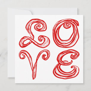 Carte De Correspondance Tissu avec lettrage artistique du mot AMOUR en rou