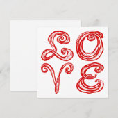 Carte De Correspondance Tissu avec lettrage "LOVE" en rouge, police de car (Devant / Derrière)