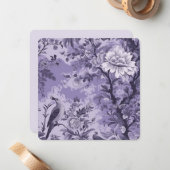 Carte De Correspondance Toile violette de Fleur (Devant/Arrière en situation)