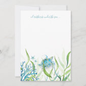 Carte De Correspondance Tortue de mer à l'aquarelle turquoise (Devant)