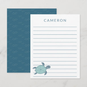 Carte De Correspondance Tortue de mer mignonne en bleu Personnalisée Enfan