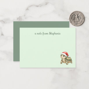 Carte De Correspondance Tortue de Noël à chapeau de Père Noël aquarelle pe