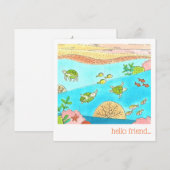Carte De Correspondance Tortues marines tropicales Bonjour ami (Devant / Derrière)