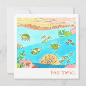 Carte De Correspondance Tortues marines tropicales Bonjour ami (Devant)