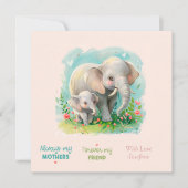 Carte De Correspondance Toujours ma mère - maman éléphante & bébé rose (Devant)