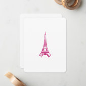 Carte De Correspondance Tour Eiffel rose Paris Note Card (Devant/Arrière en situation)