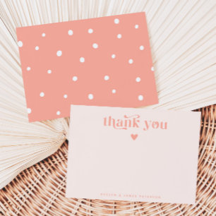 Carte De Correspondance Tourbillonnant Retro Merci Coeur rose