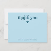 Carte De Correspondance Tourbillonnant Retro Merci Coeur Turquoise Bleu (Devant)