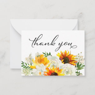 Carte De Correspondance Tournesol & blanc Floral Blanc 2B Petit Merci