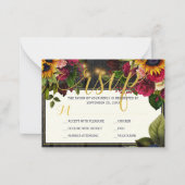 Carte De Correspondance Tournesol et options de repas rose mariage RSVP (Devant)