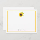 Carte De Correspondance Tournesol Peint À La Main (Devant / Derrière)