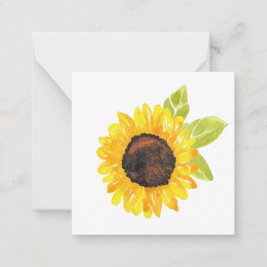 Carte De Correspondance Tournesol Peint À La Main (Devant)