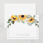 Carte De Correspondance Tournesol vert Nom personnalisé (Devant / Derrière)