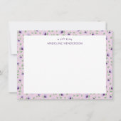 Carte De Correspondance Tournesol violet blanc clair Monogramme rose clair (Devant)
