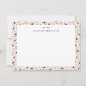 Carte De Correspondance Tournesol violet blanc clair Monogramme rose clair (Devant)