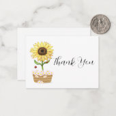 Carte De Correspondance Tournesols En Merci Pots (Devant/Arrière en situation)