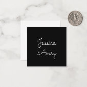 Carte De Correspondance Tout nom | Script blanc modifiable Cool sur noir (Devant/Arrière en situation)