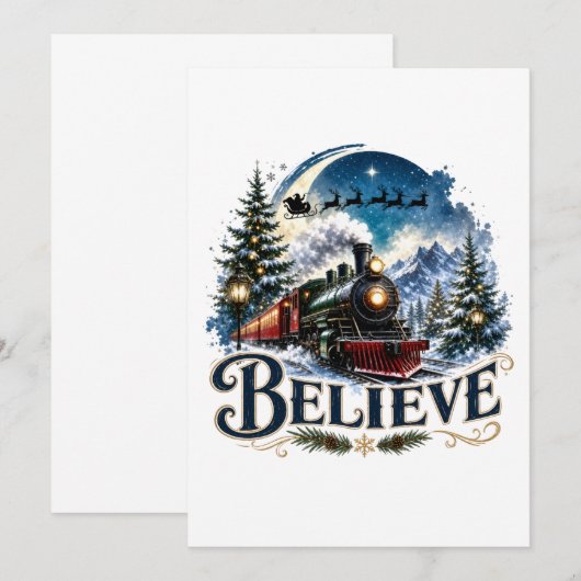 Carte De Correspondance Train de Noël Croire (Devant / Derrière)