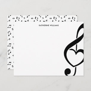Carte De Correspondance Treble Clef Heart Music Note personnalisée