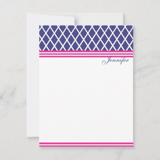 Carte De Correspondance treillis Preppy Navy (Devant)