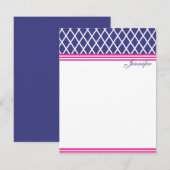 Carte De Correspondance treillis Preppy Navy (Devant / Derrière)