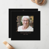 Carte De Correspondance Trendy Black Minimalist Custom Photo Funeral (Devant/Arrière en situation)