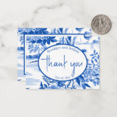 Carte De Correspondance Trendy Blue Toile Special Occasion Thank You Note (Devant/Arrière en situation)
