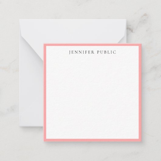 Carte De Correspondance Trendy Elegant Simple Blush Pink & White Name (Devant)