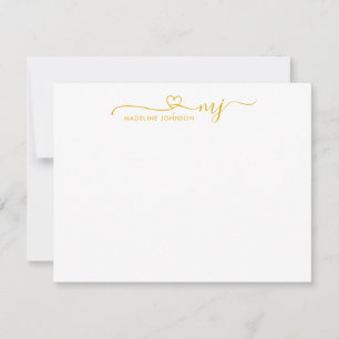 Carte De Correspondance Trendy Mustard Jaune Coeur Nom du script Monogramm