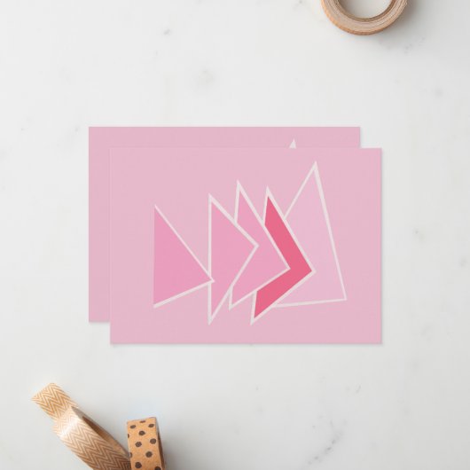 Carte De Correspondance Triangles roses (Devant/Arrière en situation)