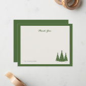 Carte De Correspondance Trio d'arbres de Noël | Merci plat (Devant/Arrière en situation)