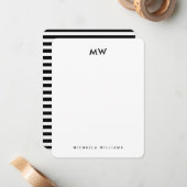 Carte De Correspondance Tripe géométrique moderne Monogramme Initiale & No (Devant/Arrière en situation)