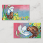 Carte De Correspondance Troglodyte Oiseau & Perce-Neige & Printemps (Devant / Derrière)