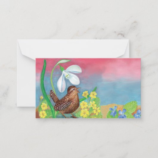 Carte De Correspondance Troglodyte & Perce-Neige & Printemps (Devant)