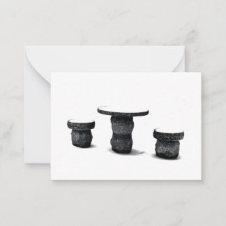 Carte De Correspondance Trois Bancs Ronds en Pierre Photo de Neige