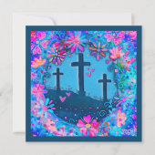 Carte De Correspondance Trois Croix de Pâques Plutôt Inspiritisme Floral (Devant)