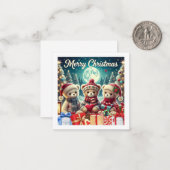 Carte De Correspondance Trois mignons Nounours Joyeux Noël (Devant/Arrière en situation)