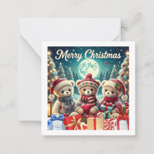 Carte De Correspondance Trois mignons Nounours Joyeux Noël